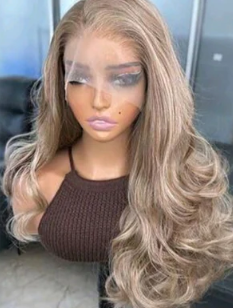 The Bianca - 22" Blonde Highlight Brown Mixed Color Lace Front Wig