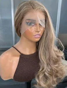 The Bianca - 22" Blonde Highlight Brown Mixed Color Lace Front Wig