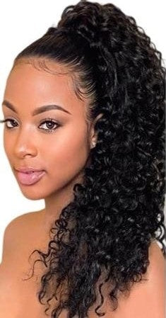 24" Drawstring Ponytail Water Wave Synthetic Hair Clip in Hair