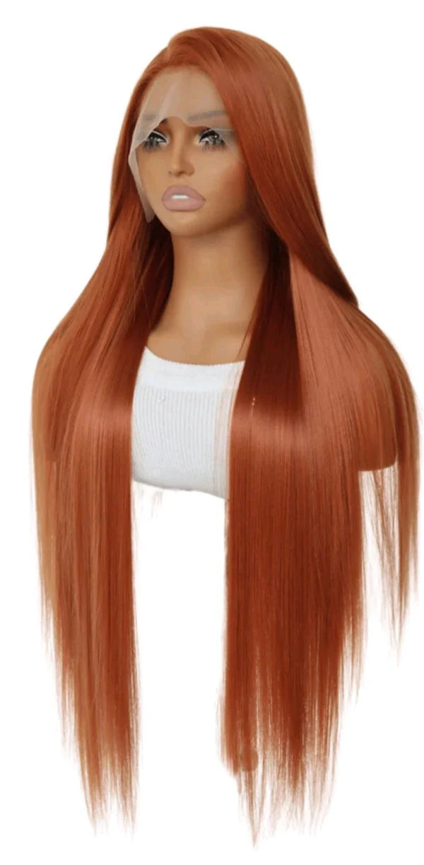 The Rose - Dark Orange 32" Long Lace Front Wig