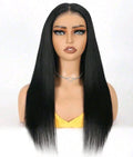 The Ava - Elegant 24" Black Straight Lace Front Wig (human blend)