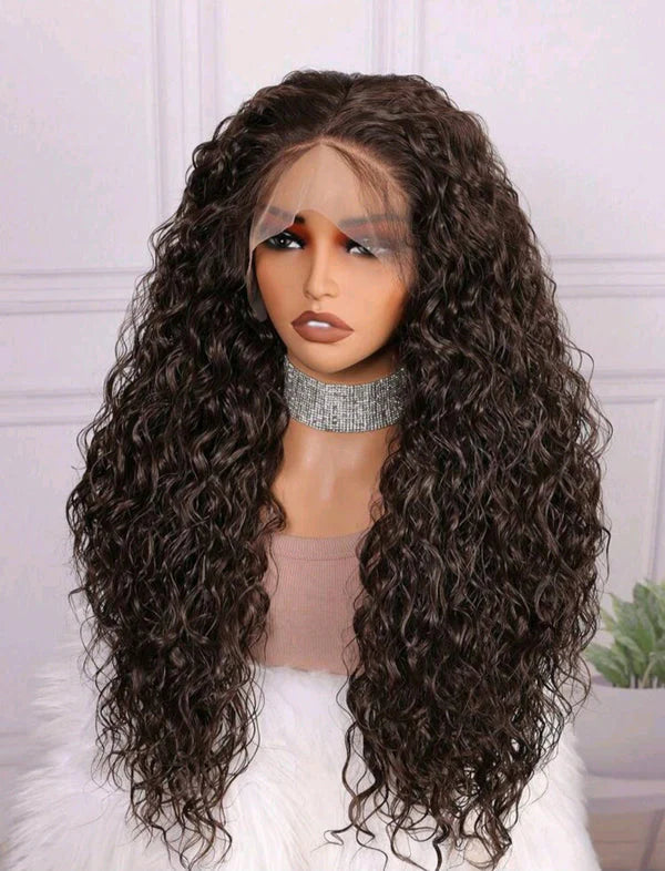 The Chloe - Chocolate Brown 28" Soft Deep Lace Front Wig (human blend)