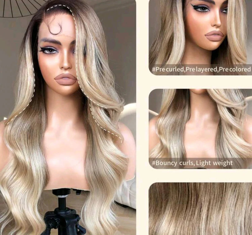 The Serena - Ombre blonde 28" body wave (human blend) high quality