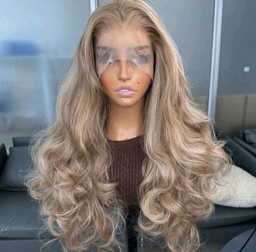The Bianca - 22" Blonde Highlight Brown Mixed Color Lace Front Wig