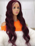The Stella - Burgundy 26" Lace Front Wig - Human blend